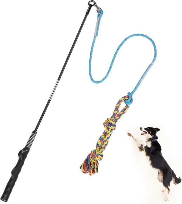 SAINUOD Flirt Pole for Dogs Interactive Dog Toys for Large Medium Small Dogs Chase and Tug of War, Dog Teaser Wand with Lure Chewing Toy for Outdoor Exercise & Training