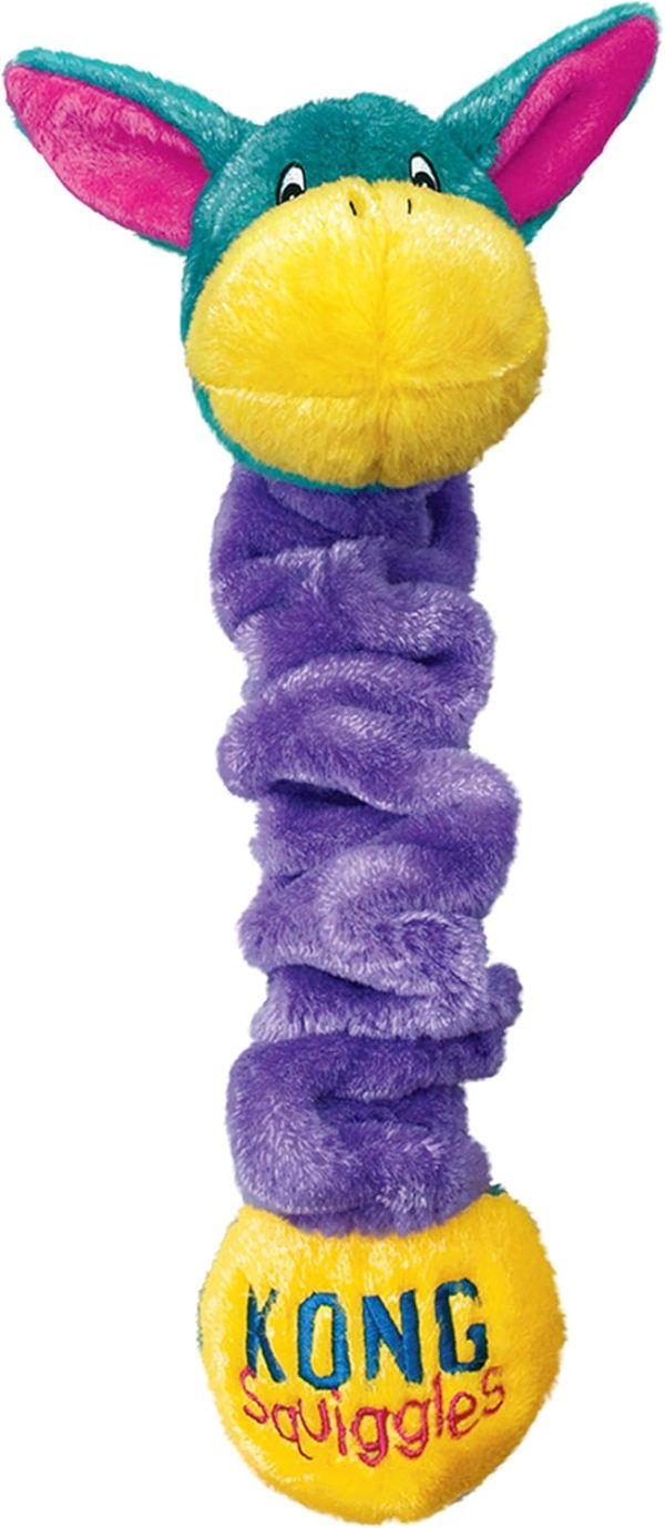 KONG - Squiggles - Stretchy Plush Dog Toy with Squeaker (Assorted Characters) - For Medium Dogs