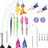 Pumwoy Interactive Cat Toys, Cat Feather Toys Cat Toys for Indoor, Door Hanging Cat Toy Cat Teaser Wand with Suction Cup for Cats and Kitten Cat Toys Self Play