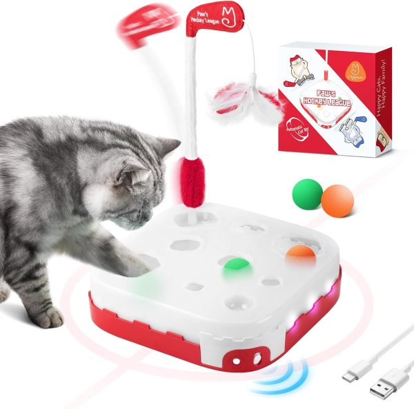 Migipaws Cat Toy,Automatic Interactive Kitten Toys Pack,Rolling Ball,Cat Feather Wand,Cardboard Box Cat Toy,Rechargeable, 5 In 1 Cat Toys for Indoor Cats