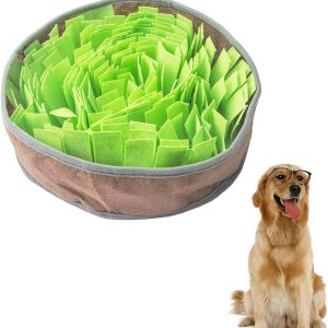 IFOYO Pet Snuffle Mat, Dog Feeding Mat Small Dog Training Pad Pet Nose Work Blanket Non Slip Pet Activity Mat for Foraging Skill, Stress Release, (XS, Green, Diameter: 11.8in / 30cm)