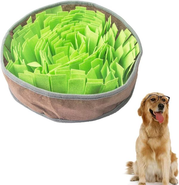 IFOYO Pet Snuffle Mat, Dog Feeding Mat Small Dog Training Pad Pet Nose Work Blanket Non Slip Pet Activity Mat for Foraging Skill, Stress Release, (XS, Green, Diameter: 11.8in / 30cm)