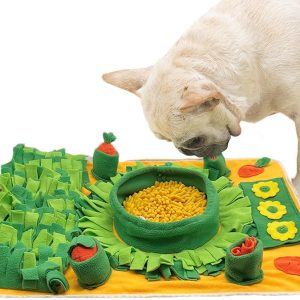 Pet Activity Mat,Interactive Dog Toy For Foraging - Small Pets Treat Toy, Slow Eating Mat, Interactive Dog Toy With 2 Squeaky Carrot, Nosework Feeding Mat, Cat, Puppy