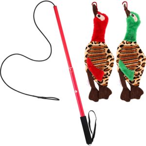 A/A Flirt for Dogs - Tug-e-nuff Rope Toy with Flexible Nylon Rope & Non-slipping Handle & 2 Plush Toys, Outdoor Interactive Toy for Pulling Chasing Chewing Training