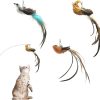 Bekecidi Cat's Carnival -3 Cats and Feather Toy Kits, Durable Interactive and Interesting Stick Feather Toys, The Perfect Indoor Activity of Cats and Kittens (Brown, Veda Bird, Bluebird)