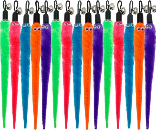 CATENESS Cat Worm Toy Refills Cat Wand Replacement Worms, 15 PCS Worms Cat Toy Refill, Cat Wand Attachments Worm for Cat Toys