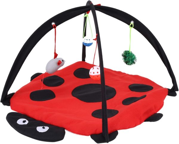 Cat Activity Play Mat Cat Activity Mat, Foldable Cat Activity Play Mat Tent Multifunction Pet Bed With Hanging Toy Balls