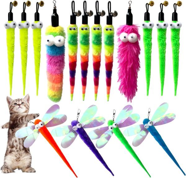 Cat Worm Toy Refills Cats Teaser Toys Cat Wand Refill Wand Replacement Cat Wand Attachments Cat Fishing Pole Toy Refill 16Pcs Cat Worms Refill,Cat Wand Toy Assorted Teaser Refills