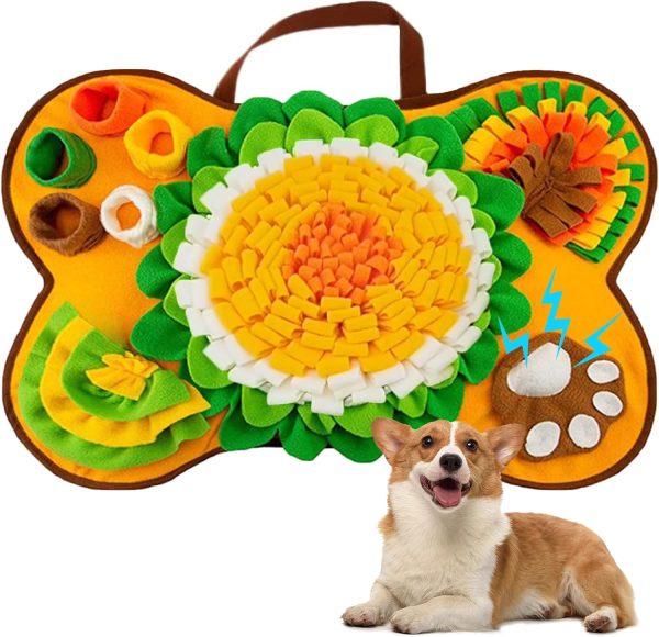 DONJIM Snuffle Mat for Dogs, Dog Sniffing Mat, Interactive Feeding Game Toy for Puppies, Dog Slow Feeding Mat, Washable Felt Pet Training Feeding Mat, for Foraging Skills and Slow Eating