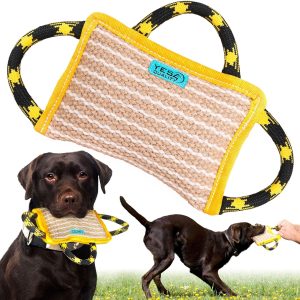 Dog Bite Pillow 10" x 7” w/ 3 Nylon Handles, Dog Chew Toy for Sports & Training, Tug Toy for Puppy Interactive Play, Tough & Durable Bite Sleeve for Aggressive Chewers by Yes4Quality