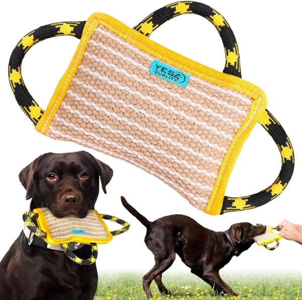 Dog Bite Pillow 10" x 7” w/ 3 Nylon Handles, Dog Chew Toy for Sports & Training, Tug Toy for Puppy Interactive Play, Tough & Durable Bite Sleeve for Aggressive Chewers by Yes4Quality