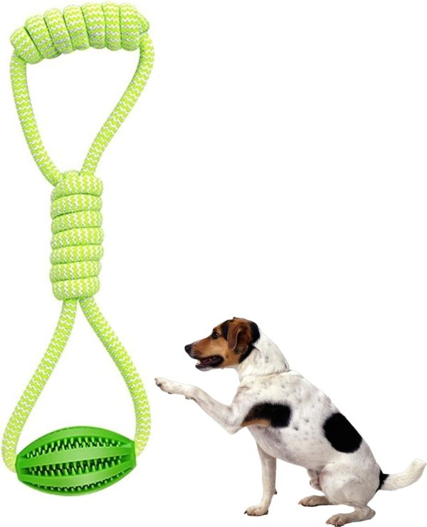 Dog Toys Indestructible, Strong Dog Toys, Dog Toys, Dog Tug Toy, Indestructible Dog Toys, Dog Rope Toy, Rubber Dog Toys, Green Interactive & Enrichment Toy for Teeth Cleaning, Adult and Puppy Dogs