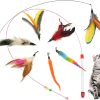 Fashion's Talk Feather Wire Wands Kitten Toys Worm Teaser Wand Cat Toy with Replacement Pack
