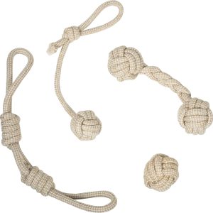 Franklin Sports Pet Supply Natural Rope Dog Toys - 4 Pack - Play Fetch - Tug of War - Dog Teething - Puppy Chew - Puppy - Teething Toy - Tug Rope - Tug Toy