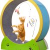 GLJTUO Indoor Cat Exercise Wheel With Cat Wand Toy, Small Medium Cat Treadmill Running Wheel With Non Slip Carpet Runway, 67 Cm Cat Ferris Toys,