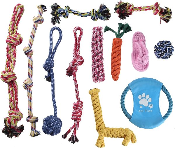 HEIMI Dog Rope Toy for Puppy Teething, 12 Pack Indestructible Dog Toys for Puppy Chewers, Interactive Tug of War Toys for Puppies Small Dogs Durable Chew Toys for Boredom Chew Teething