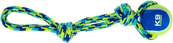 K9 Fitness by Zeus Rope Tug, 17-Inch with Tennis Ball, 3-Inch