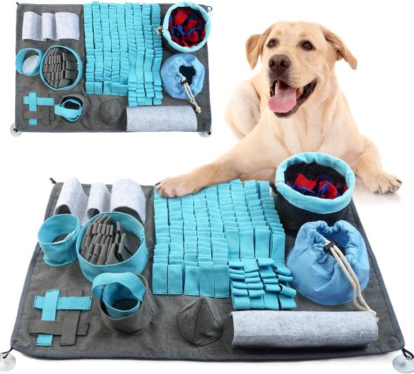 Kuoser Snuffle Mat for Dogs, Puzzle Toys for dogs, Washable Dog Sniffing Mat, Durable Puppy Lick Mat, Multiple Difficulties Interactive Dog Toys, Slow Feeding Mat for Small Medium Large Dogs