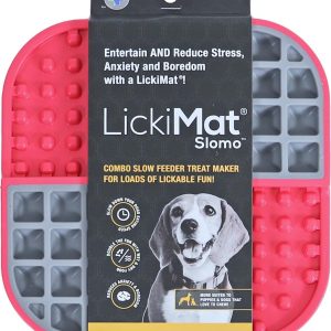 LICKIMAT Slomo Slow feeder Lick Mat for Dogs and Cats, Pink