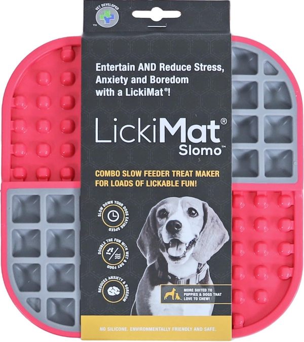 LICKIMAT Slomo Slow feeder Lick Mat for Dogs and Cats, Pink