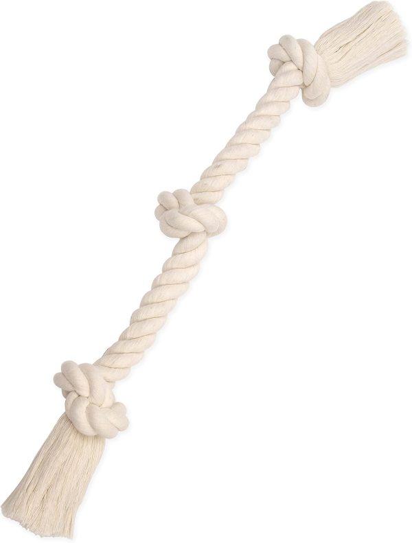 Mammoth Flossy Chews 100 Percent Natural Cotton Rope Dog Toys - Premium White Knot Dog Rope Toy - Interactive Dog Tug Toy - Tug Dog Chew Toy for Small to Medium Dogs - Medium 20"