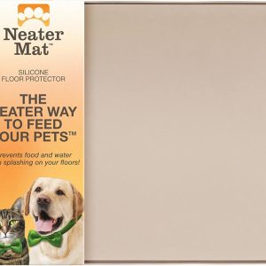 Neater Pet Brands Neater Mat - Waterproof Silicone Pet Bowls Mat - Protect Floors from Food & Water (16" x 10" Silicone, Cappuccino)