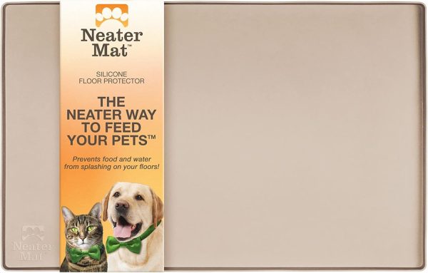 Neater Pet Brands Neater Mat - Waterproof Silicone Pet Bowls Mat - Protect Floors from Food & Water (16" x 10" Silicone, Cappuccino)