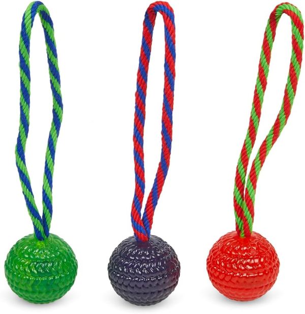 Petface Toyz Chew and Bouncy Rope Ball for Dogs - One Supplied, Colour May Vary