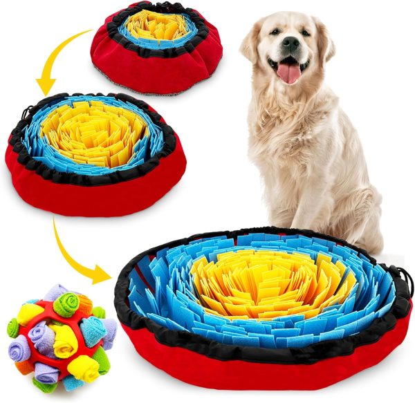 Slow eating dog snuffle mat for dogs, foraging snuffle ball for dogs, interactive dog toys for boredom & stress relief, buster activity mat for dogs, durable and sustainable dog puzzle toy and dog mat