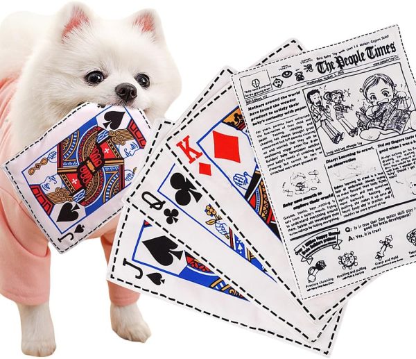 Speedy Panther Squeaky Dog Toys for Small Medium Dogs, Tough Dog Newspaper Toys with Crinkle Sound, Playing Cards JQK Puppy Tug Toys