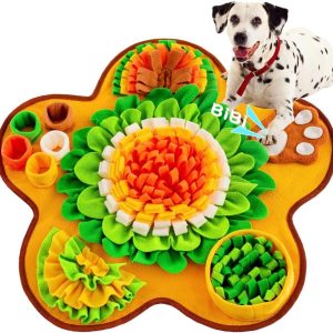 TAIYUNWEI Snuffle Mat for Dogs, Pet Slow Feeding Mat, Interactive Pet Foraging Mat for Smell Training, Stress Relief, Puzzle Training Toy for Large Medium Puppies (Big Flower)