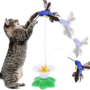 TAOLE Electronic Cat Teaser | 360 Degrees Rotatable Hummingbird Shape Electric Cat Teaser Toy | Automatic Sensing Kit- Teaser Wand | 4 In 1 Electric Interactive Cat Toy Usb Rechargeable