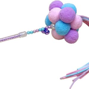 TOYHEART Cat Feather Toys, Manual Cat Stick Interactive Pompom Tassel Teasing Wand Kitten Toy Pet Supply for Cats #13