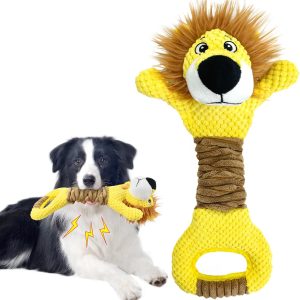 Vehomy Squeaky Dog Toy for Aggressive Chewers Durable Tug of War Large Dog Toy Pet Interactive Toy Dog Plush Lion Toy with Crinkle Paper for Small Medium Large Dogs