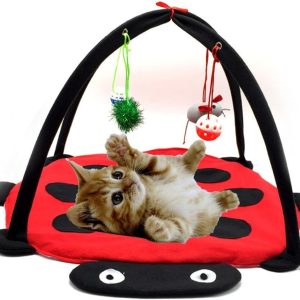 XCSSKG Cat Activity Play Mat，Cat/Kitten Fold Up Activity Play Mat With Hanging Toys