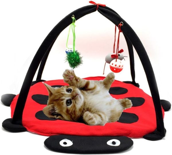 XCSSKG Cat Activity Play Mat，Cat/Kitten Fold Up Activity Play Mat With Hanging Toys