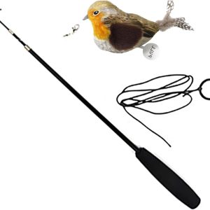 Xvilmaun Cat Teasing Stick, Bird Wand Feather Teasers Toys for Cats, Interactive Cat Teaser Developmental Toys for Indoor Pet Kittens Puppy