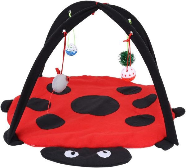 Zerodis Foldable Cat Activity Play Mat Tent Multi Function Pet Bed with Hanging Toy Balls Cat Activity Center with Hanging Toy Balls Pet Bed with Hanging Toy Balls