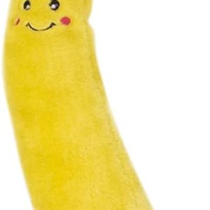 ZippyPaws Jigglerz - Zippy Paws Dog Toy for Large and Small Dogs, Squeaky Plush Tug Toy with No Stuffing, Squeaky Interactive Dog Toys with Crinkle Head and Tail, Banana